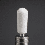 Close-up detail of white silicone toggle switch cap